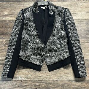 Kenneth Cole Women’s Blazer Jacket White Black Metallic Size 6